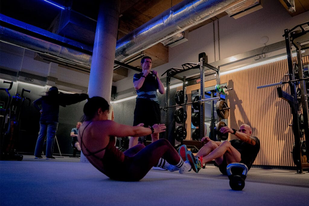 a vigorous gym class in session