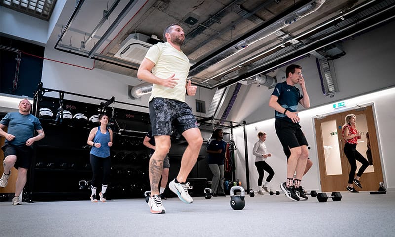 a group class in the gym